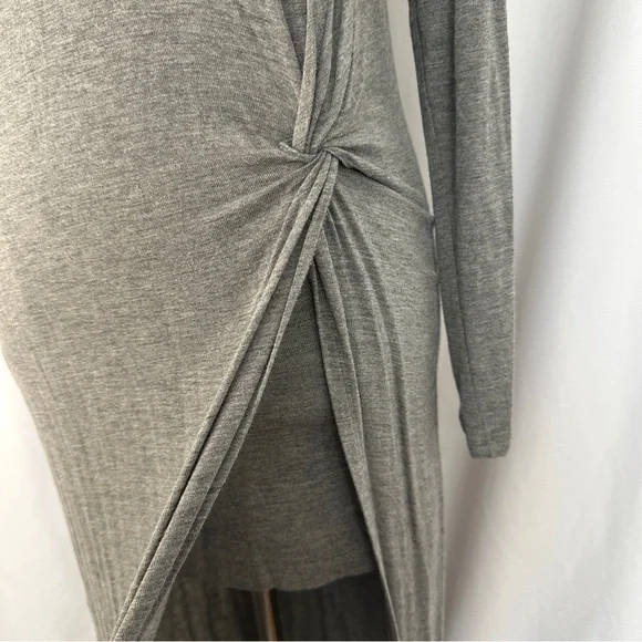BCBG Maxazria Twist Front Midi Long Sleeve Dress Womens‎ Size XXS Heather Gray - Picture 7 of 16